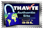 Thawte Authentic Site. Secured by SSL